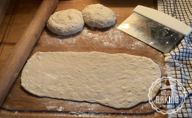 Baguette dough rolled